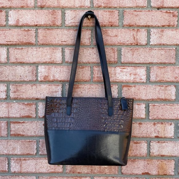 Brahmin Handbags - Vintage Brahmin Brown Black Leather Tote